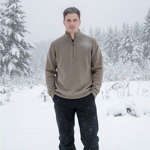 SMARTWOOL  Men’s Tan/brown Half Zip  Sweater Size M